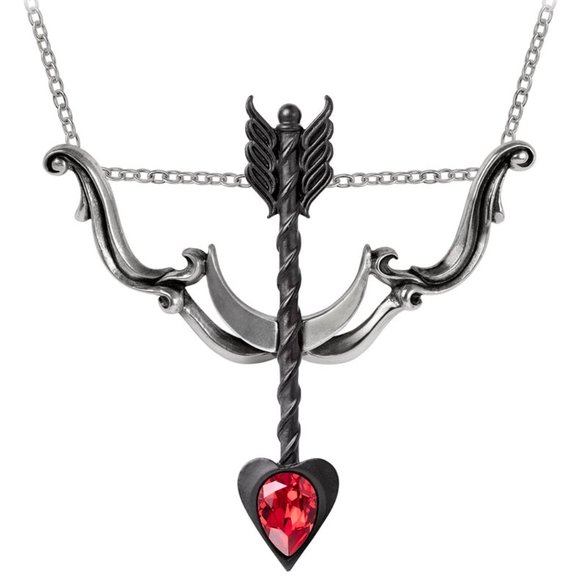 Alchemy Gothic Desire Moi Necklace Cupid's Bow & Arrow Red Crystal NWT - Picture 1 of 4
